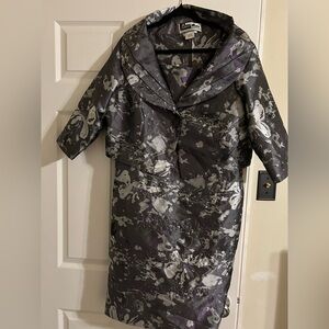 Floral Gray and Purple Dress Suit